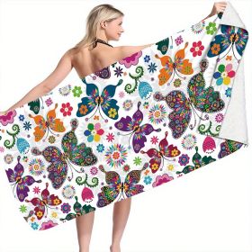 1pc Colorful Butterfly Beach Towels; Quick Drying Microfiber Beach Blanket