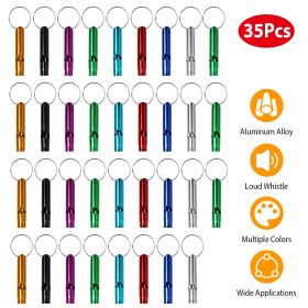 35Pcs Emergency Whistles Extra Loud Aluminum Alloy Whistle with Key Chain Ring