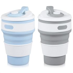 2Pcs Silicone Collapsible Travel Cup Camping Cups Collapsible Cups Drinking Cups with Lids