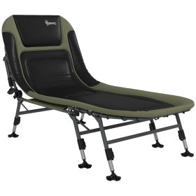 Outsunny Camping Cot for Adults, Folding Bed with Soft Padded Cushions & Headrest, 180° Adjustable Reclining Lounger