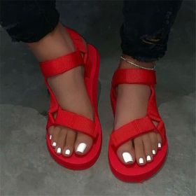 2022 New Women Summer Soft Slip Sandals Woman Buckle Strap Foam Sole Durable Sandals Ladies Outdoor Casual Beach Shoes (Shoe Size: 37, Color: Red)