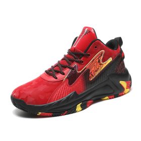 Basketball Shoes Men Shoes High-Top Sports Shoes Wear-Resistant Breathable Boots Training Athletic Outdoor Casual Sneakers (Color: Red, size: 39)