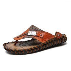 Summer Casual Slippers Men Fashion Flip Flops Designer Outdoor Men's Sandals Lightweight Mens Slides Beach Shoes Zapatos Hombre (Color: Auburn, size: 10)