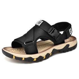 Men Sandals Summer Leisure Beach Sandals Men's Shoes 2022 New Outdoor Male Non Slip Casual Sandals Men Sandalias Big Size 38-47 (Color: 822 Black, size: 42)