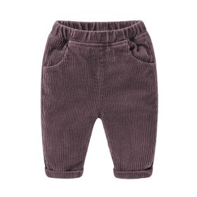 Kids Boys Corduroy Trousers Elasticated Waistband Solid Loose Sport Pants (size: 80CM)